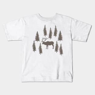 Elk In Forest (Rustic) Kids T-Shirt